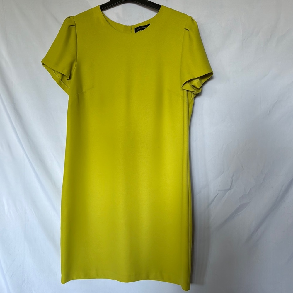 Banana Republic Neon Yellow Green Flutter Sleeve Shift Dress